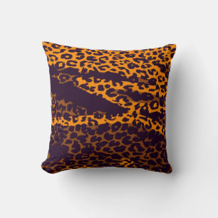 Retro Leopard Print Skin Fur (braun, gelb) Kissen