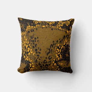 Retro Leopard Print Skin (Gelb, Schwarz, Tan) Kissen