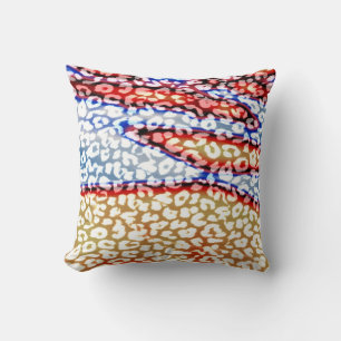 Retro Leopard Print Skin (Orange, Blau, Grau) Kissen