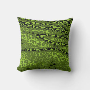 Retro Leopard Printhaut (Limon, grün, schwarz) Kissen
