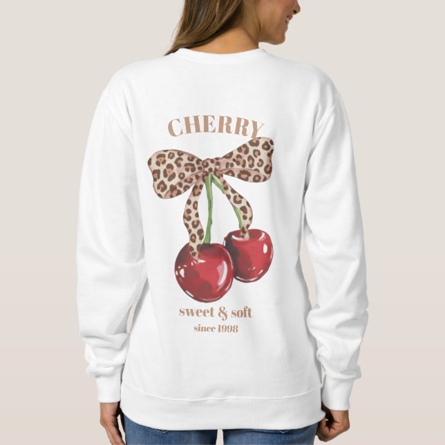 Retro Leopard Schleife Kirsche Süß & Sanft Seit Sl Sweatshirt (Rückseite)