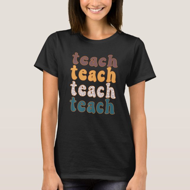 Retro Leopard Teach For Teacher Elementary School  T-Shirt (Vorderseite)