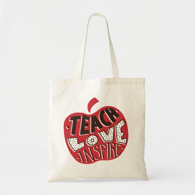Retro Leopard Teach Liebe Inspirier Art Tragetasche (Vorne)