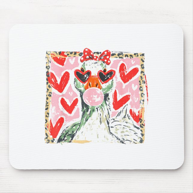 Retro Leopard Valentine Goose Funny Nk Coquette Lo Mousepad (Vorne)
