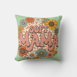 Retro-Leoparden-Druck "Soft Mama" Florales Grafik- Kissen