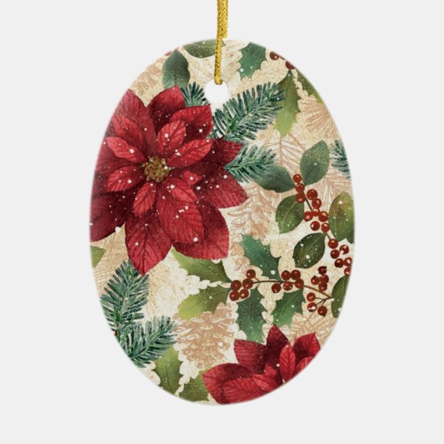 Retro les années 50 Noël Poinsettia Ornement de va (Devant)
