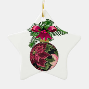 Retro les années 50 Poinsettia Ornement Bourgogne