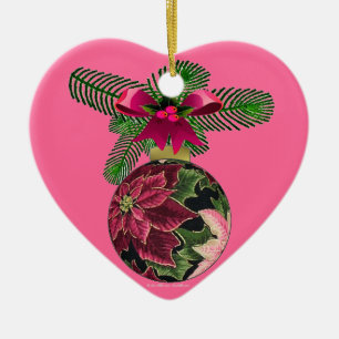 Retro les années 50 Poinsettia Ornement Bourgogne