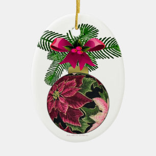 Retro les années 50 Poinsettia Ornement Bourgogne