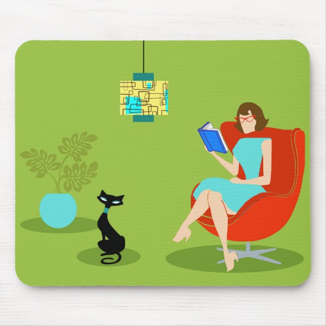 Retro Lesefrau Mousepad (Vorne)