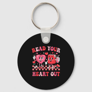 Retro Lest Dein Heft raus Valentines Lehrerbuch Schlüsselanhänger