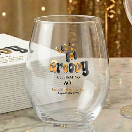 Retro Let's Get Groovy Name 60th Birthday Weinglas Ohne Stiel