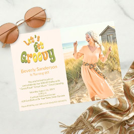 Retro Let's Get Groovy Photo 60th Birthday Party Einladung