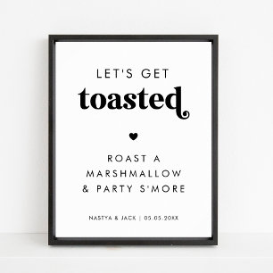 Retro Let's Get Toasted Marshmallow Hochzeitszeich Poster