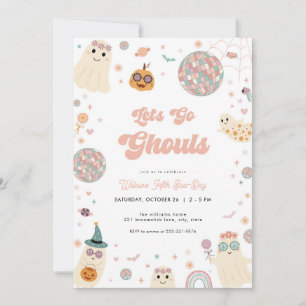 Retro Lets Go Ghouls Halloween Invitation d'annive