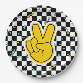 Retro Let's Party Peace Sign Birthday Pappteller