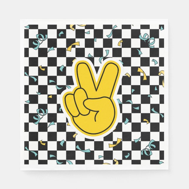 Retro Let's Party Peace Sign Birthday Serviette (Vorderseite)