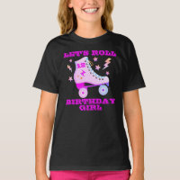 Retro Lets Rouleau Patinage Neon Rose T-Shirt