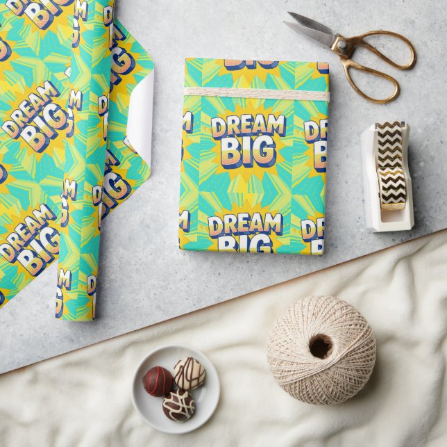 Retro lettering dream big text geschenkpapier (Kunsthandwerk)