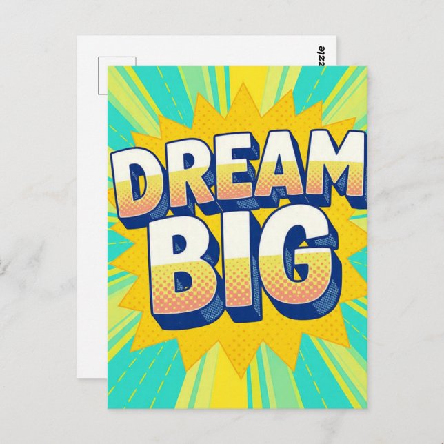 Retro lettering dream big text postkarte (Vorne/Hinten)