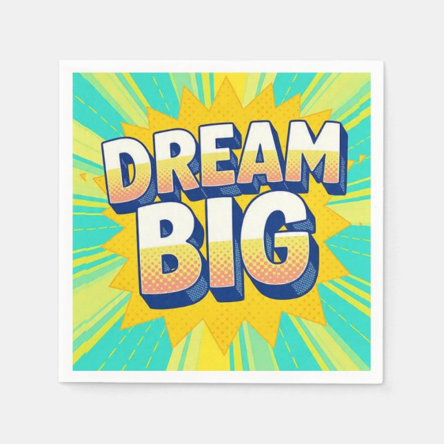 Retro lettering dream big text serviette (Vorderseite)
