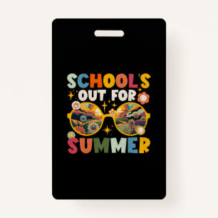 Retro Letzten Schultag für Sommerlehrer Ausweis