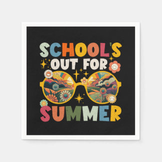 Retro Letzten Schultag für Sommerlehrer Serviette