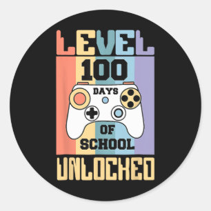 Retro Level 100 Days of School Unlocks Gamer Boys Runder Aufkleber