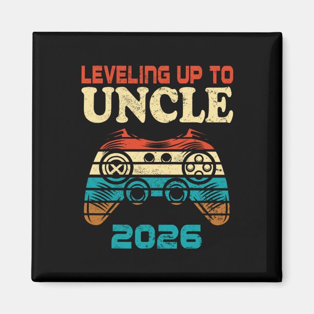 Retro Leveling Up To Uncle 2026 Pregnancy Announce Magnet (Vorne)