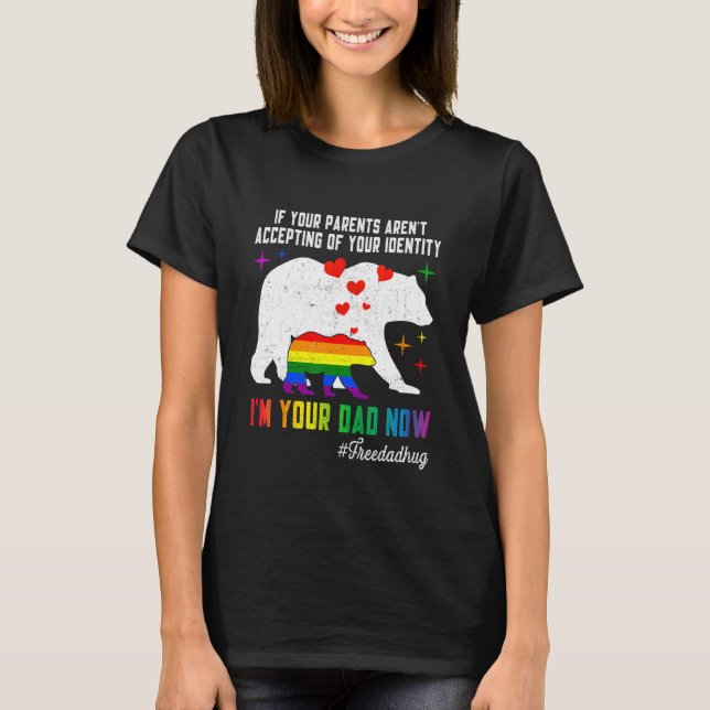 Retro LGBbt Pride Free Vater Hugs Daddy Bear Ich b T-Shirt (Vorderseite)