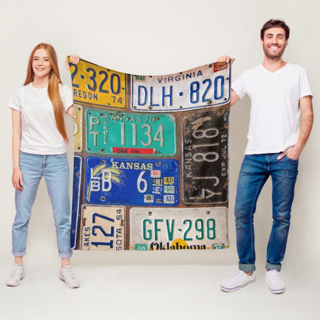 Retro License Plate Collection  Fleecedecke (Beispiel)