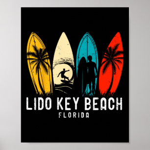 Retro Lido Key Beach Florida Surfboarder Design Fü Poster