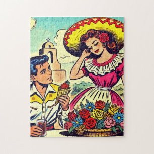 Retro Liebe Couple Comic