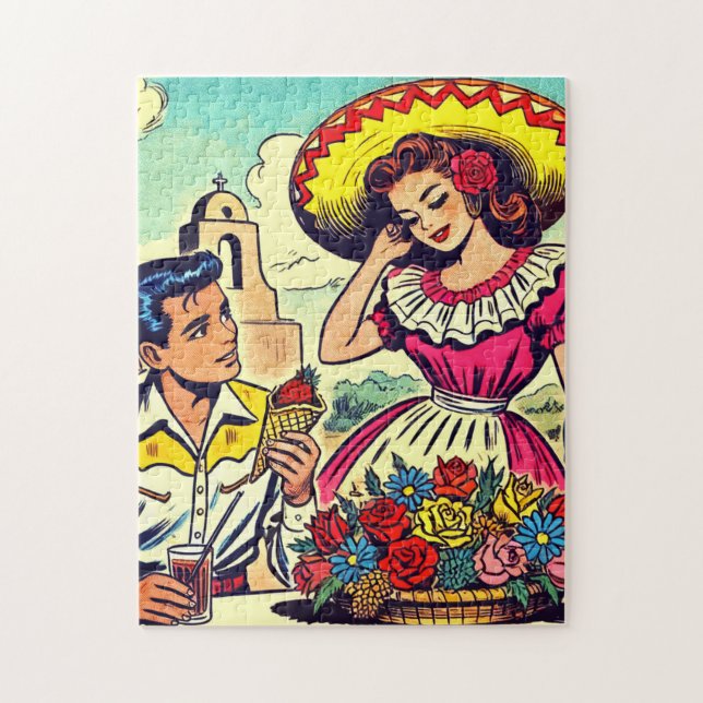 Retro Liebe Couple Comic (Vertikal)