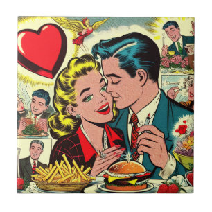 Retro Liebe Couple Comic Fliese