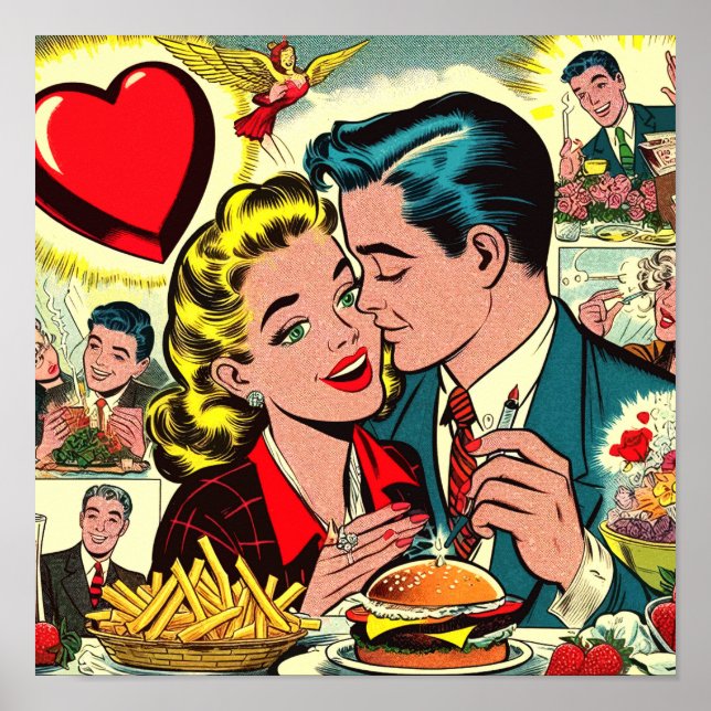 Retro Liebe Couple Comic Poster (Vorne)