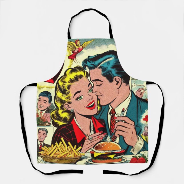 Retro Liebe Couple Comic Schürze (Vorderseite)