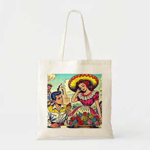 Retro Liebe Couple Comic Tragetasche