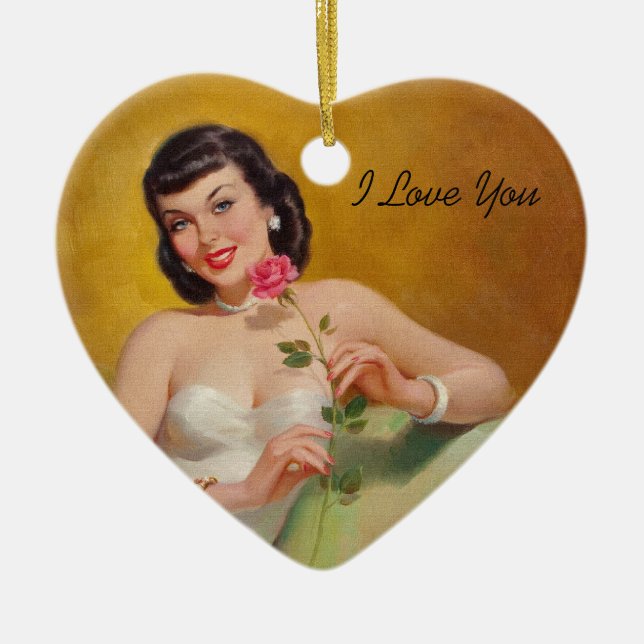 Retro-Liebe der 50er Jahre Keramikornament (Vorne)