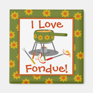 Retro Liebe-Fondue des Gänseblümchen-Fondue-Topf Magnet