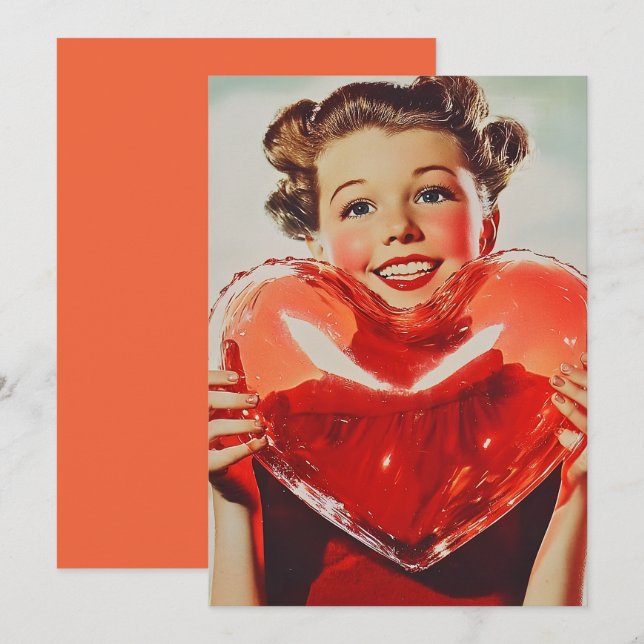 Retro-Liebe: Herzglühen der 50er Jahre Einladung (Vorne/Hinten)
