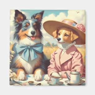 Retro Liebe Hunde Ölmalerei Magnet
