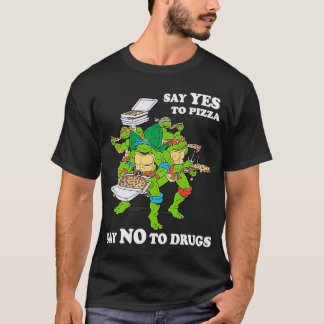 Retro Liebe Ninjaurtles Cartoon Sag Ja zu Pizza Sa T-Shirt