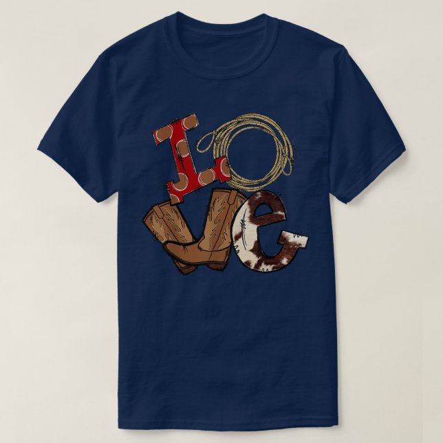 Retro Liebe Rodeo Cowboy Boots Lasso Western Count T-Shirt (Design vorne)
