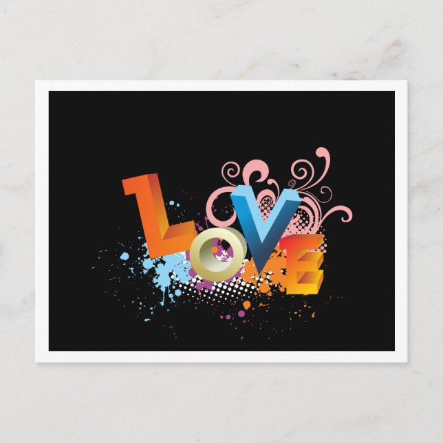 Retro Liebe Schwarzer Gruß Postkarte (Vorderseite)