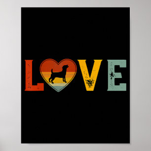 Retro-Liebe-thematisierter Jack Russell Terrier Hu Poster