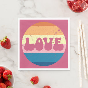 Retro-Liebe Typografie auf Vintagen Sonnenuntergan Serviette