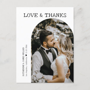 Retro Liebe und Dank Weißer Bogen Foto Hochzeit Postkarte