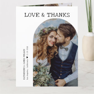 Retro Liebe und Dank White Arch 2 Foto Hochzeit Dankeskarte