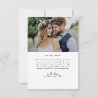 Retro Liebe und Dank White Arch Zwei Foto Hochzeit Dankeskarte